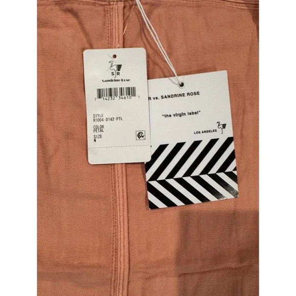 Sandrine Rose Petal Pink Cotton Linen Utility Jacket Blazer M - Picture 4 of 10